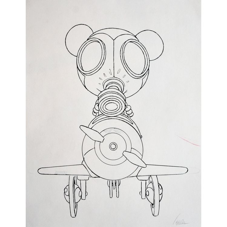 Mousemask Murphy in Airplane Turnaround Sketches by Ron English