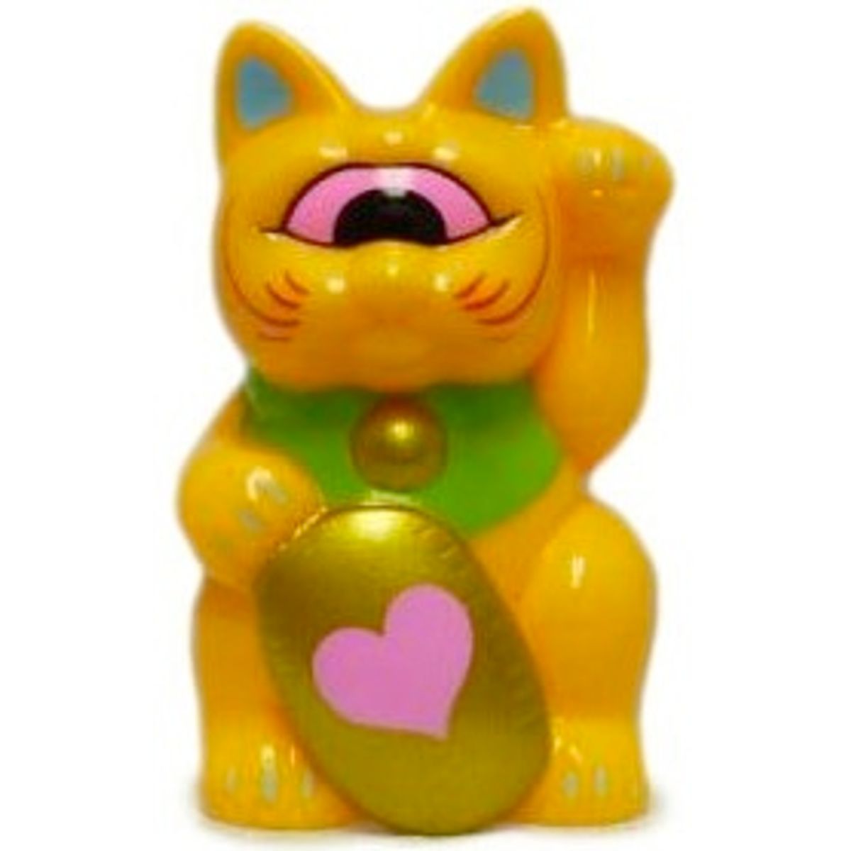 Mini Fortune Cat - Orange/Pink Heart