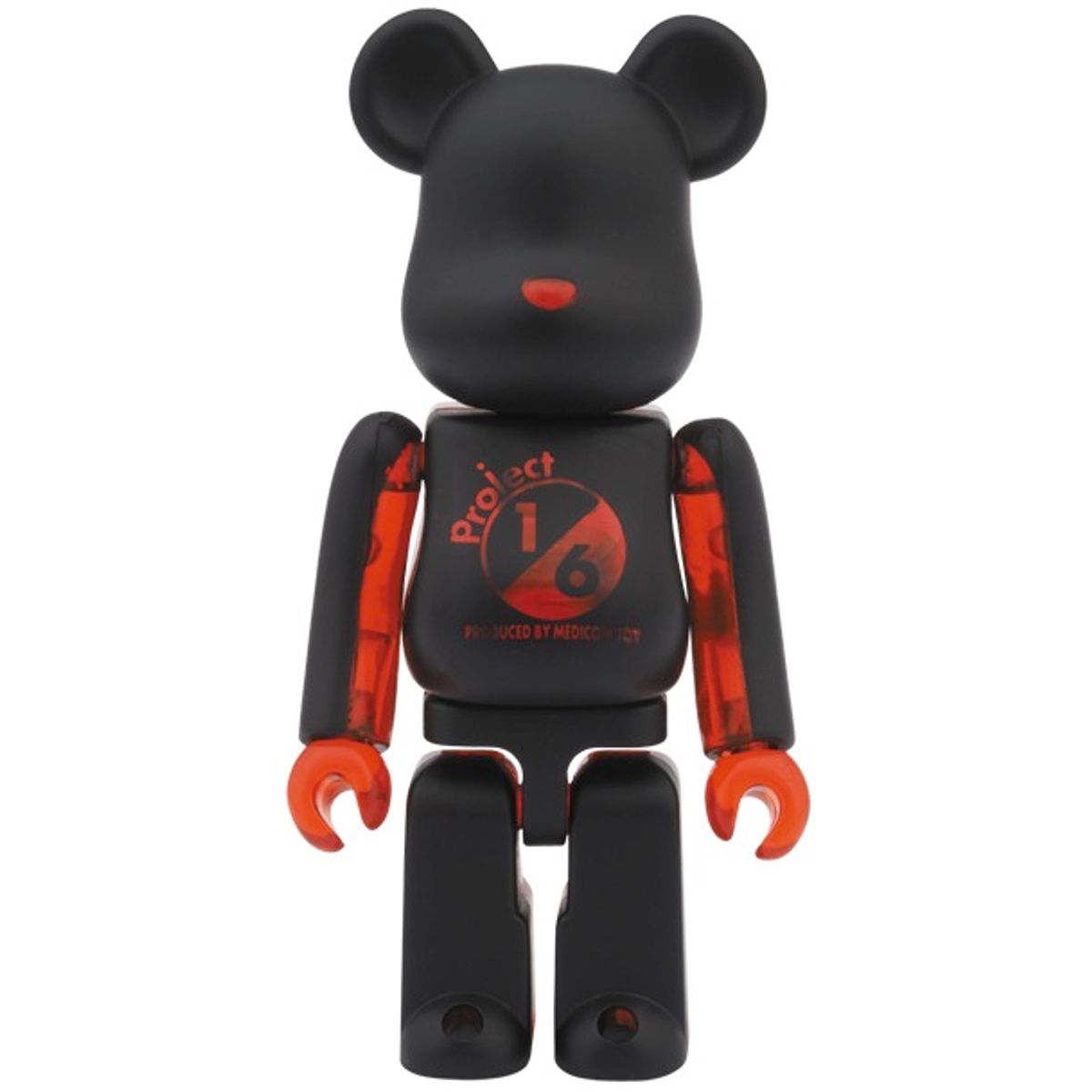 Project 1/6 Be@rbrick - Black × Red Clear 100%
