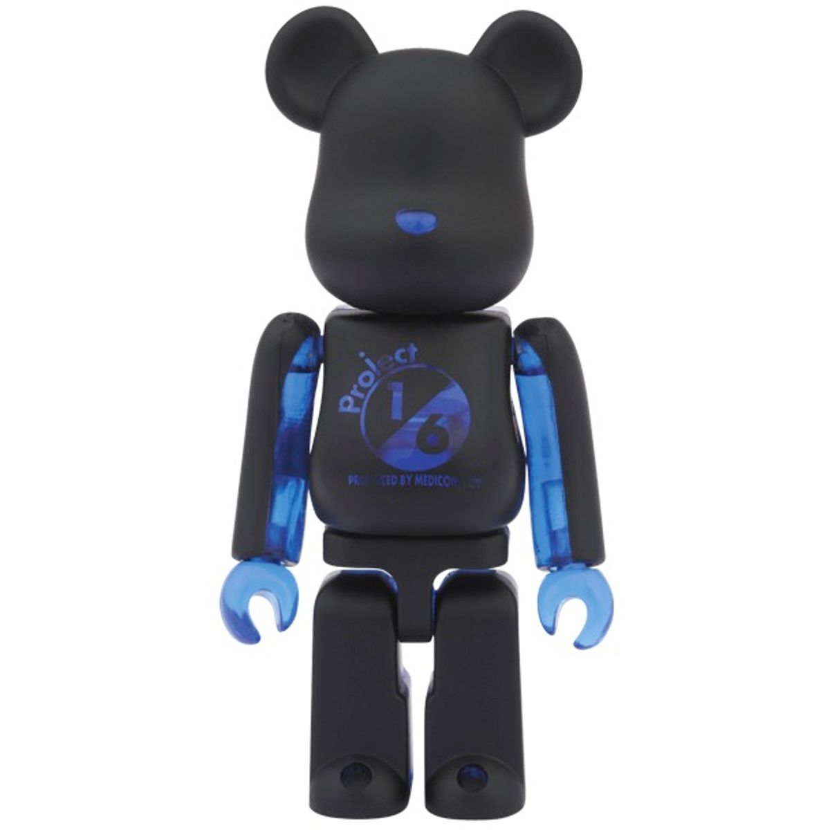 Project 1/6 Be@rbrick - Black × Blue Clear 100%