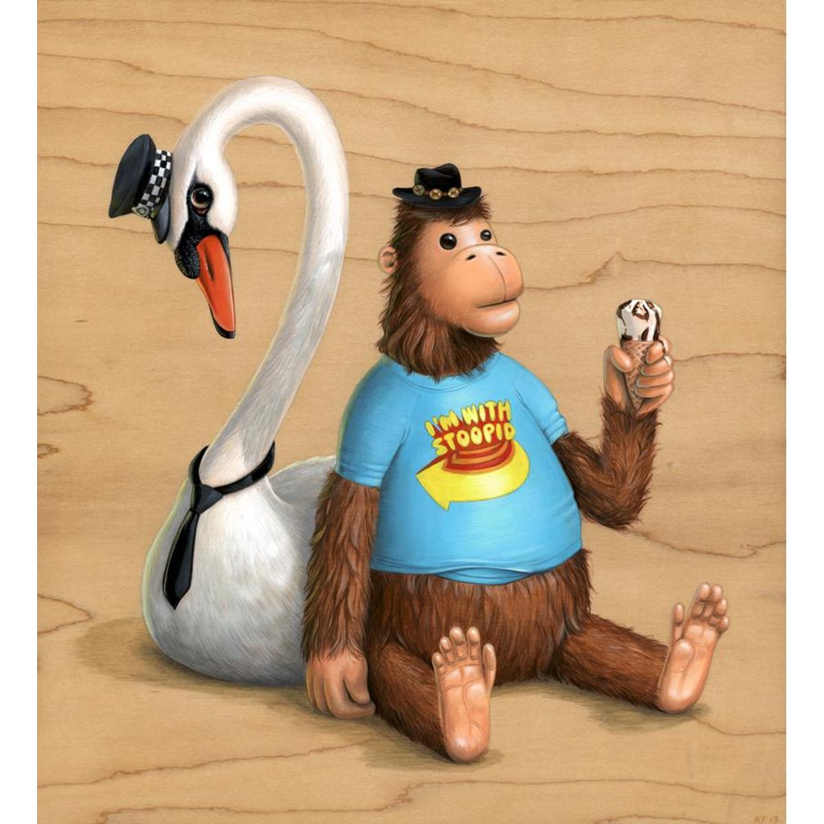 Cuddly Monkey and the Swan