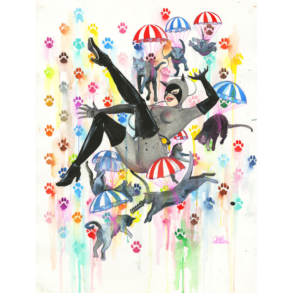 Catwoman and Parachute Cats