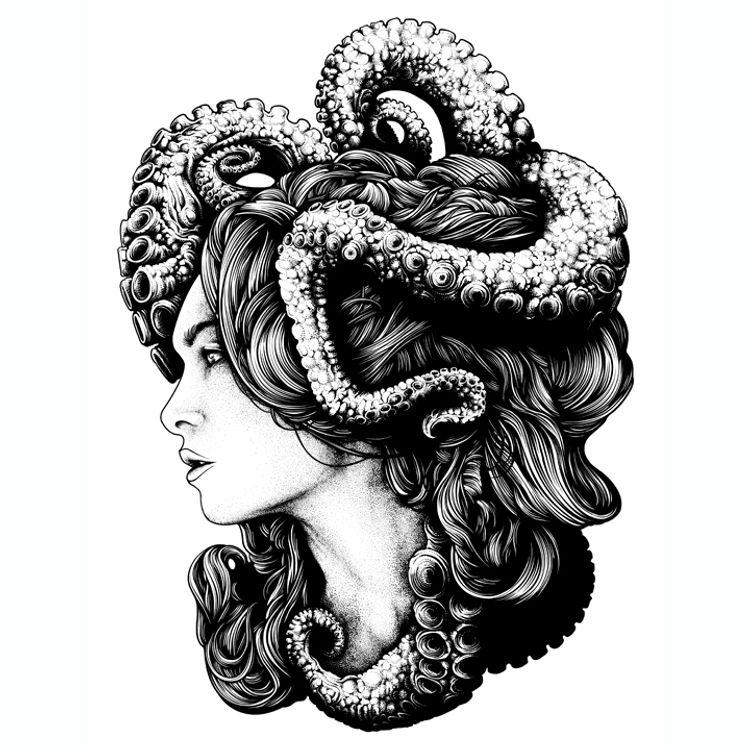 Thalassa - Black and White by Dan Mumford