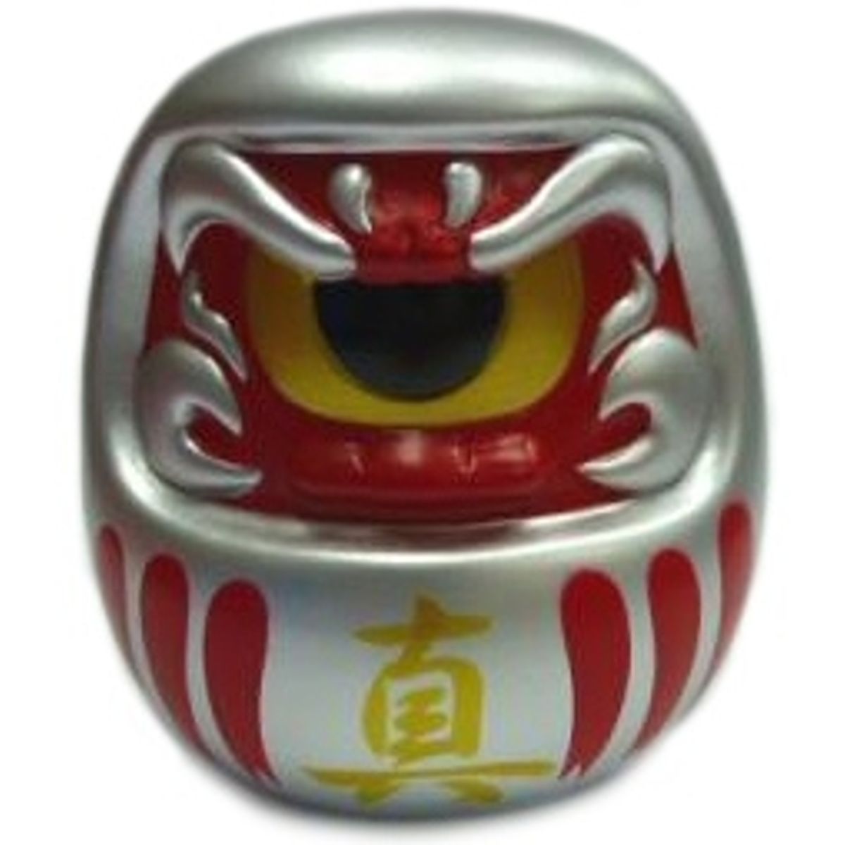 Fortune Daruma - Silver/Red w/ Yellow Eye
