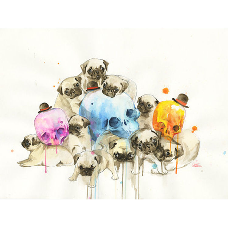 Puppies and Skulls by Lora Zombie