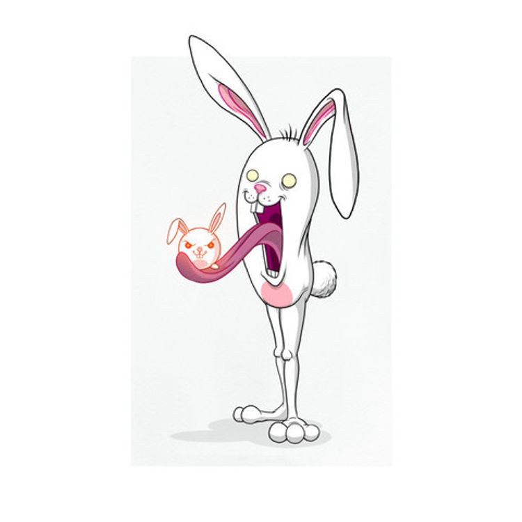Bunnywith Cuckoo, His Little Brother Who Lives In His Mouth by Alex Pardee
