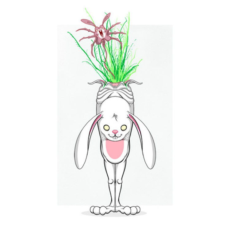 Bunnywith Exploding Hunchback by Alex Pardee