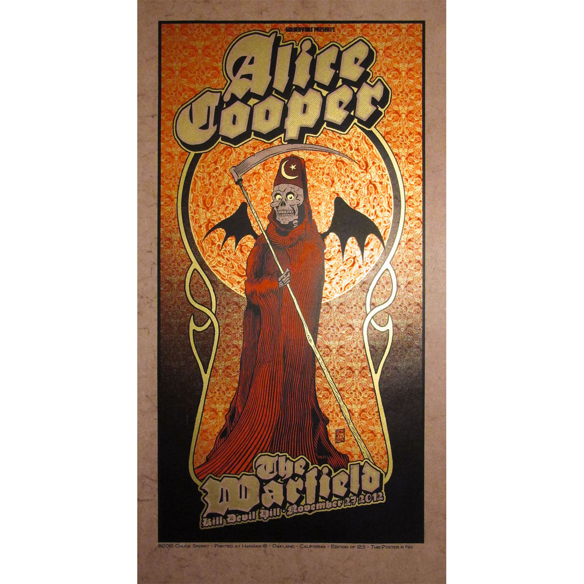 Alice Cooper at The Warfield, November 27, 2012 Red Wine Parchment Edition