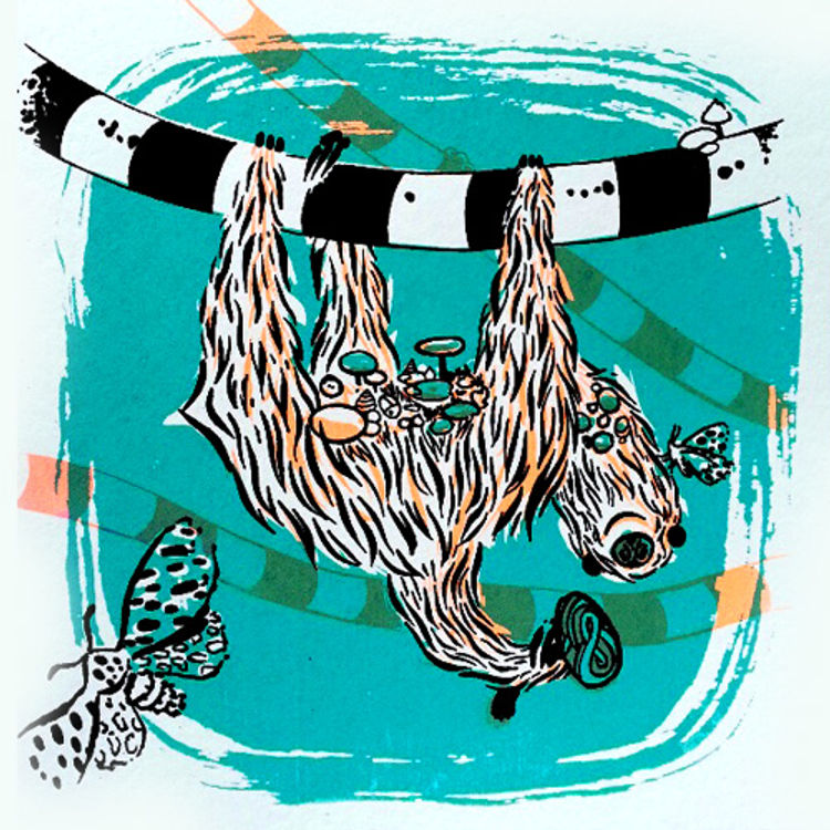 Sloth and Moth Mushrooms Garden by Bwana Spoons