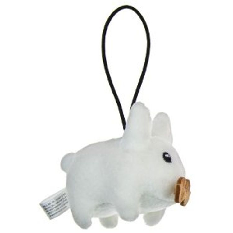 White Happy Labbit Mini Plush by Frank Kozik