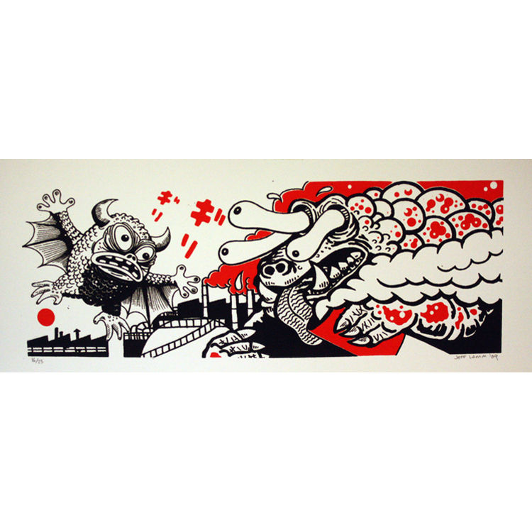 First Greasebat VS. Pollutus Print by Jeff Lamm