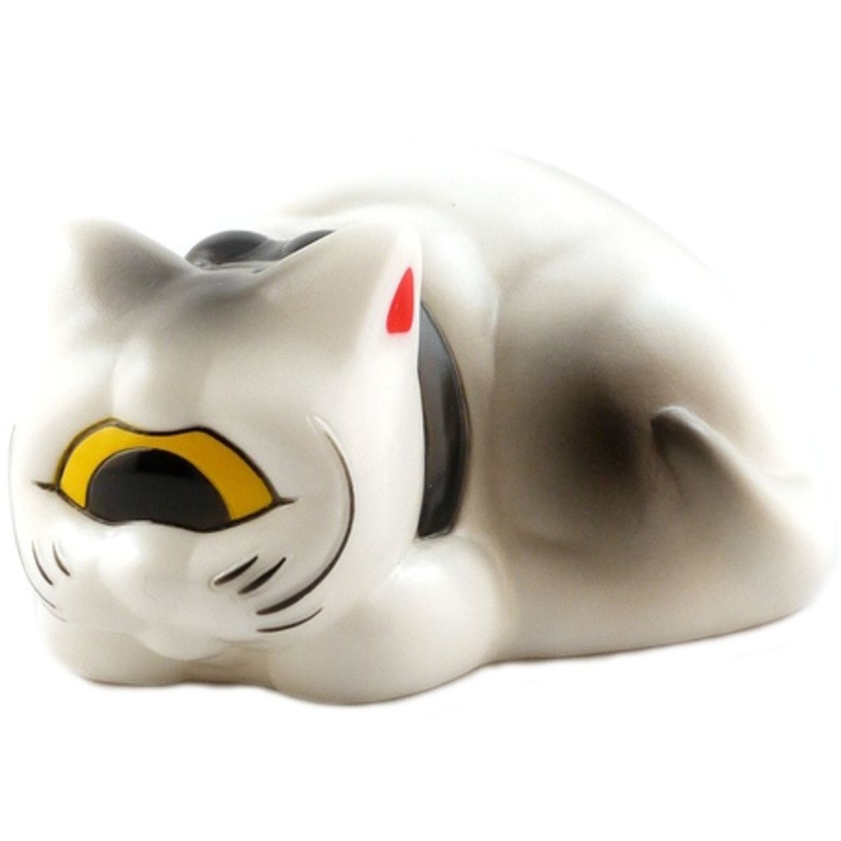 Sleeping Fortune Cat - White and Grey