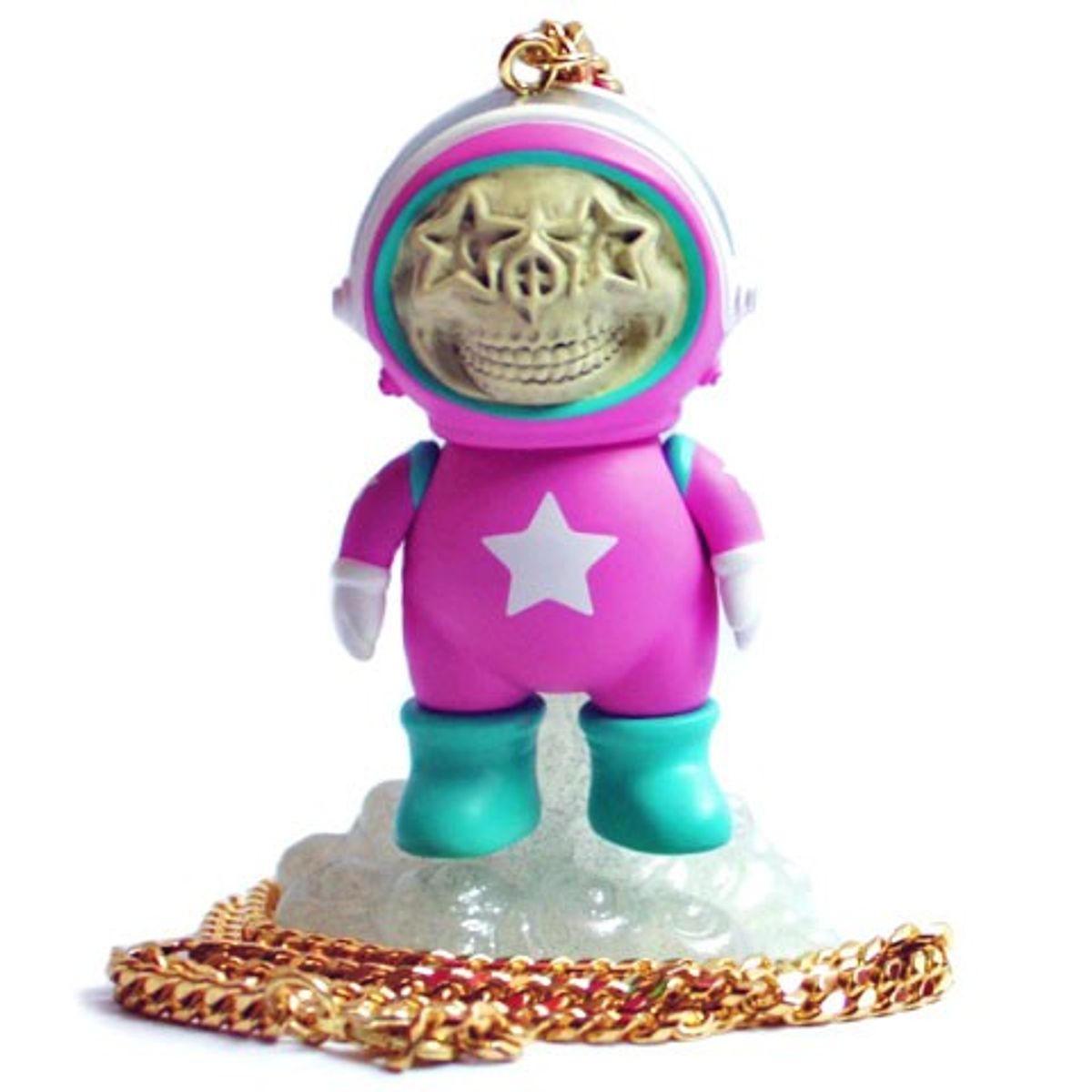 DUM ENGLISH ASTRONAUT SKULL STAR NECKLACE - PINK