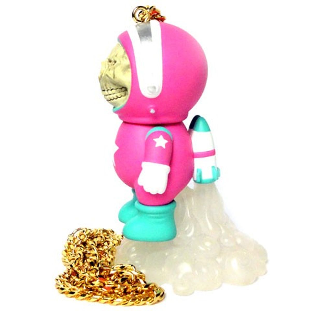 DUM ENGLISH ASTRONAUT SKULL STAR NECKLACE - PINK