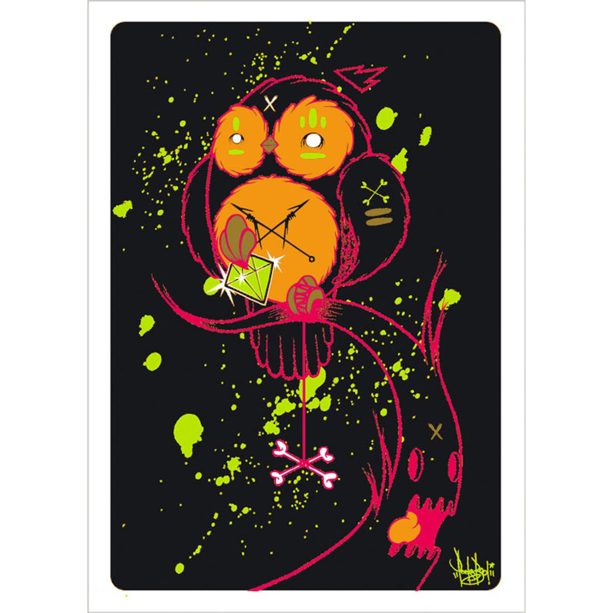 Golden Phoenix Owl Print