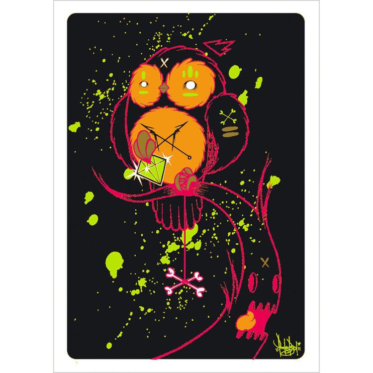 Golden Phoenix Owl Print by Peekaboo Monster