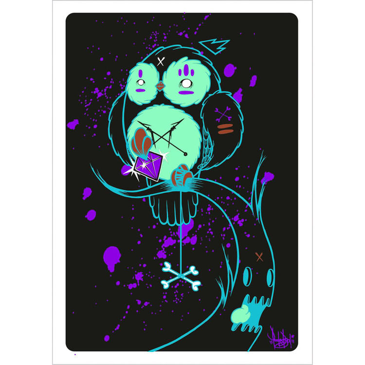 Dark Night Owl Print by Peekaboo Monster