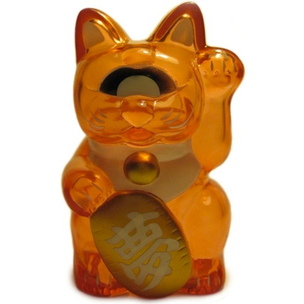 Mini Fortune Cat - Clear Orange w/ Negative Eye