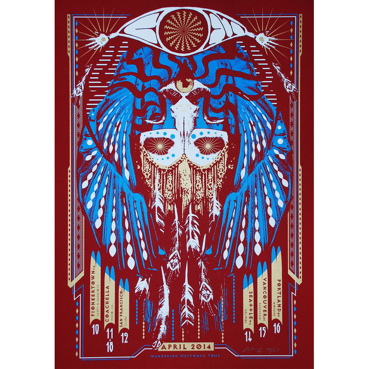 Goat - Wandering Westward, Blue on Red [Psych] Variant by Adam Pobiak