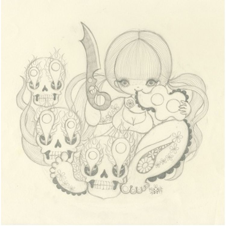 Skulls and Eggs Drawing by Junko Mizuno
