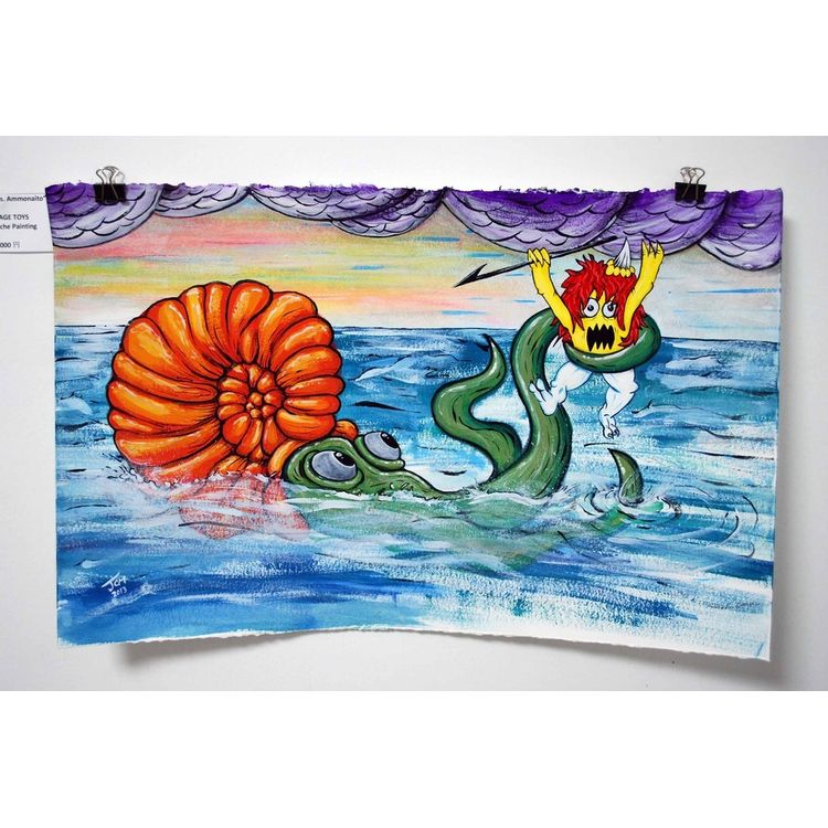 "UU Ahab vs. Ammonaito" - OG Gouache Painting by Rampage Toys (Jon Malmstedt)