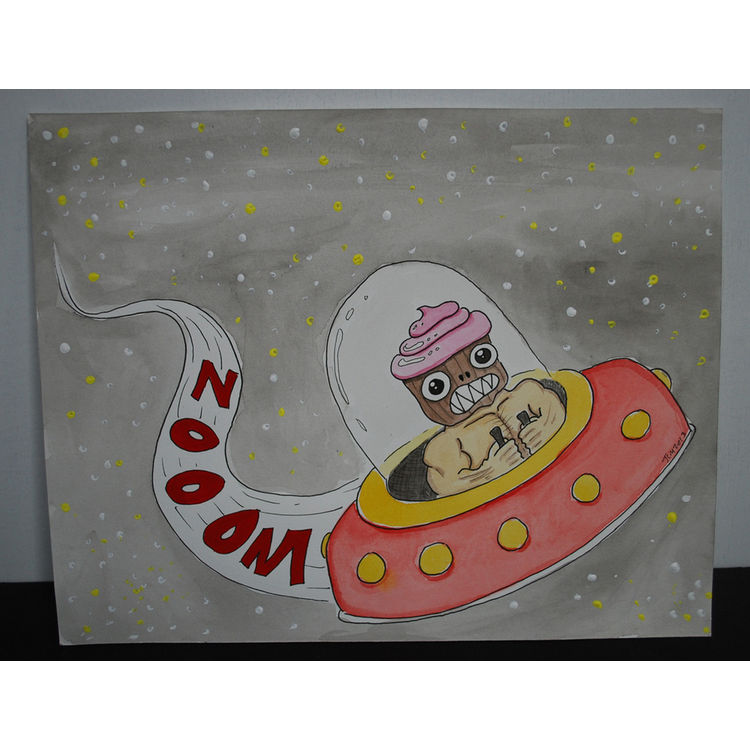 "Cake in Space!" - OG Watercolor by Rampage Toys (Jon Malmstedt)