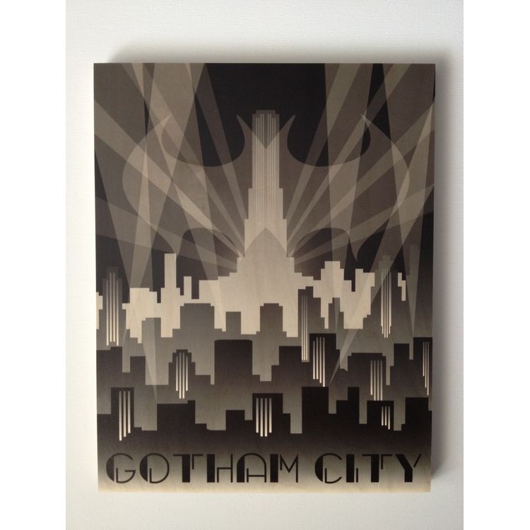Gotham City Print on Wood by DeeTen