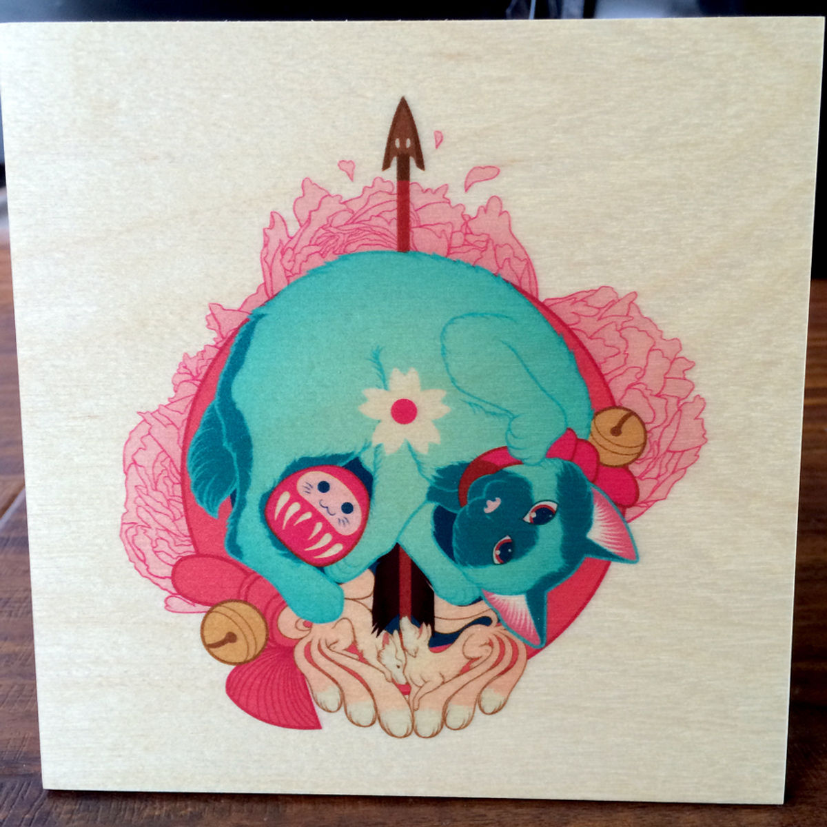 Cat Skull Wood Print