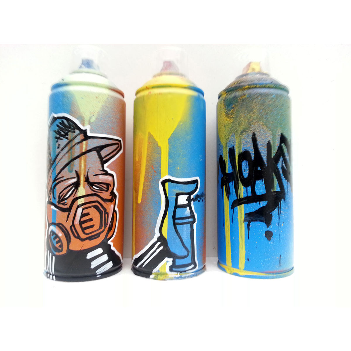 MASKEDMAN RECYCLED GRAFFITI CAN SET DISPLAY