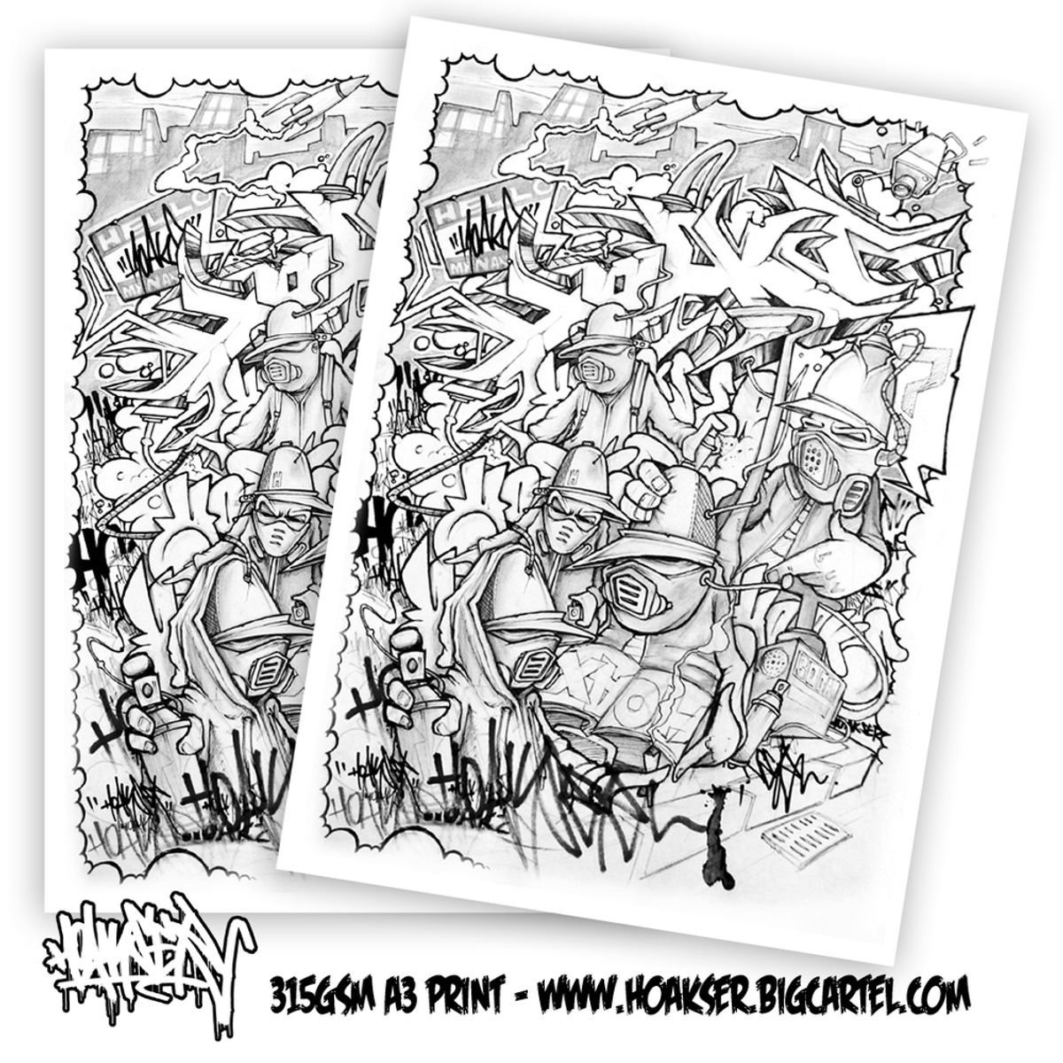 HOAKSER MASKEDMAN SKETCH ILLUSTRATION