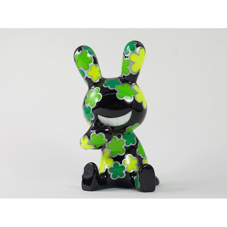 BLACK RABBiT Sitting Green flower by Tadayuki Iwa (Black Rabbit)