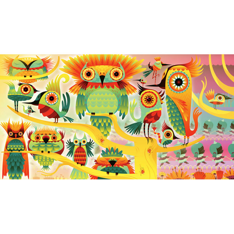 wall of birds by Nathan Jurevicius