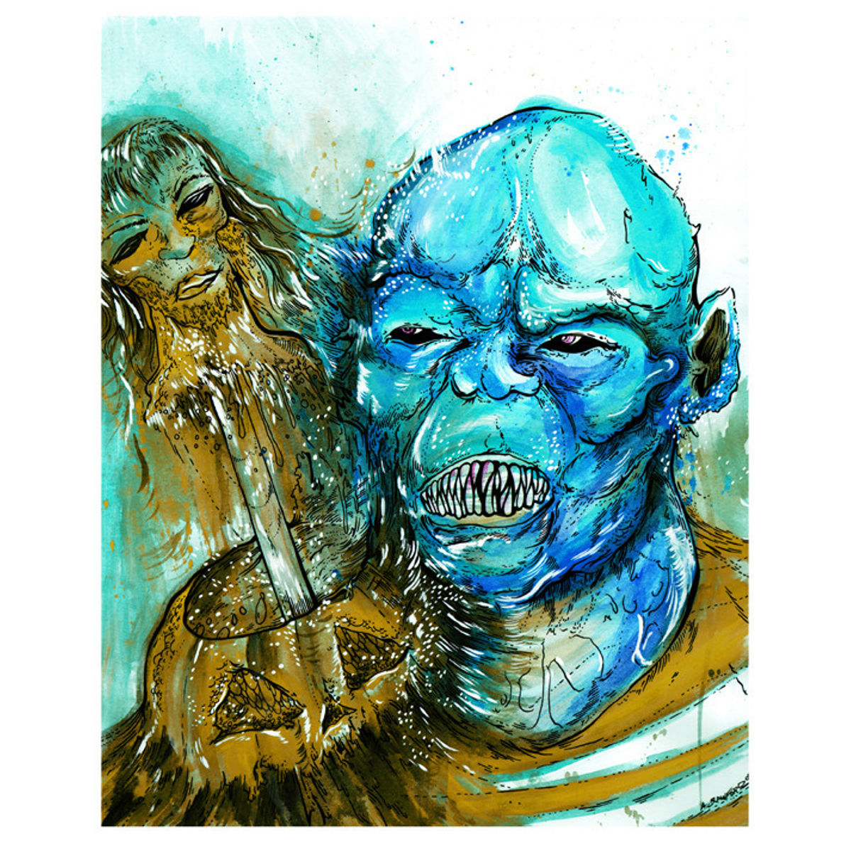 "THE HAUNTED MASK" - blue - 8 x 10 print