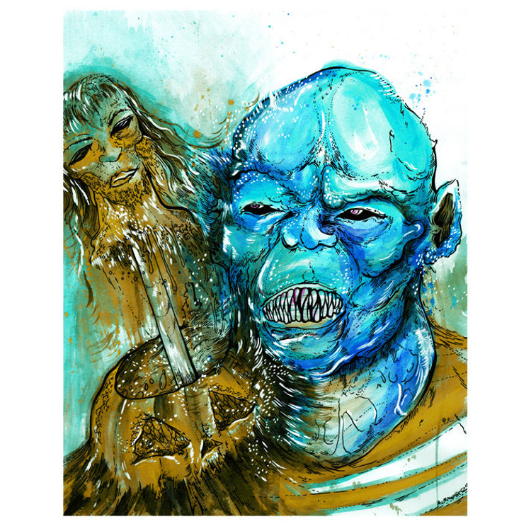 "THE HAUNTED MASK" - blue - 8 x 10 print by Aaron Crawford