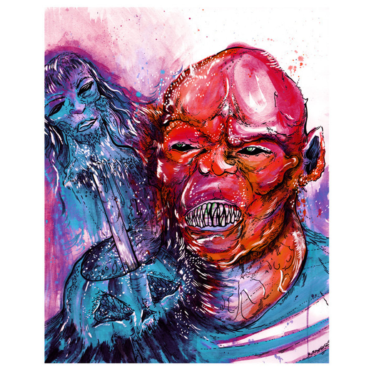 "THE HAUNTED MASK" - orange - 8 x 10 print