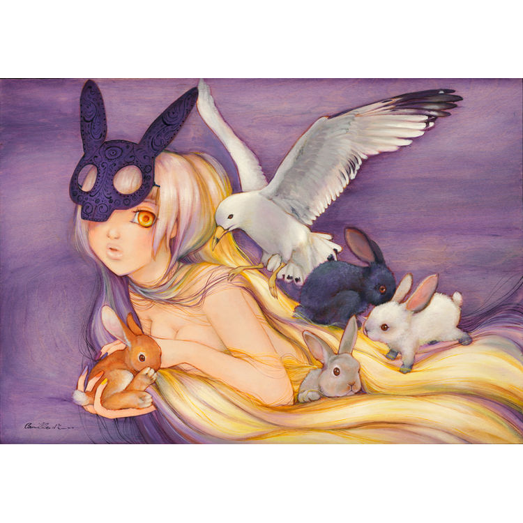BLACK RABBIT KALEIDOSCOPE FINE ART PRINT by Camilla d'Errico