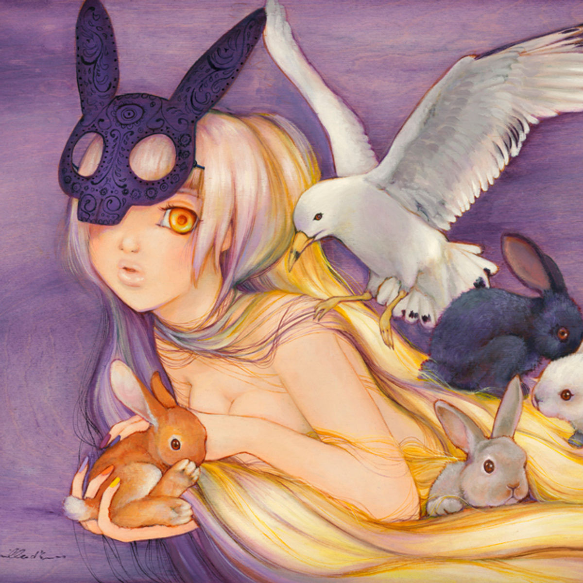 BLACK RABBIT KALEIDOSCOPE FINE ART PRINT