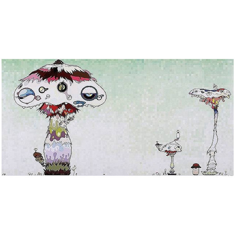Hypha will cover the world, little by little. "We should be able to get our hands on that door to the alien world soon. Wait til we get there! by Takashi Murakami