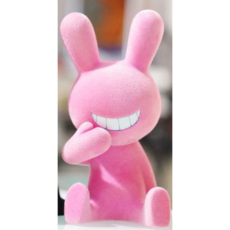 BLACK RABBIT SITTING - Flocked Ver. - pink by Tadayuki Iwa (Black Rabbit)