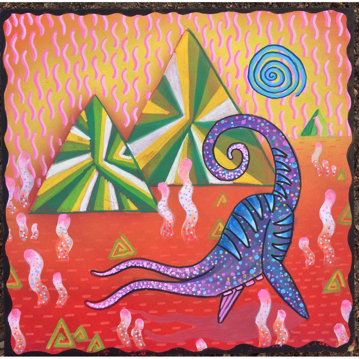 Tonguerian Wanderer Woodcut painting