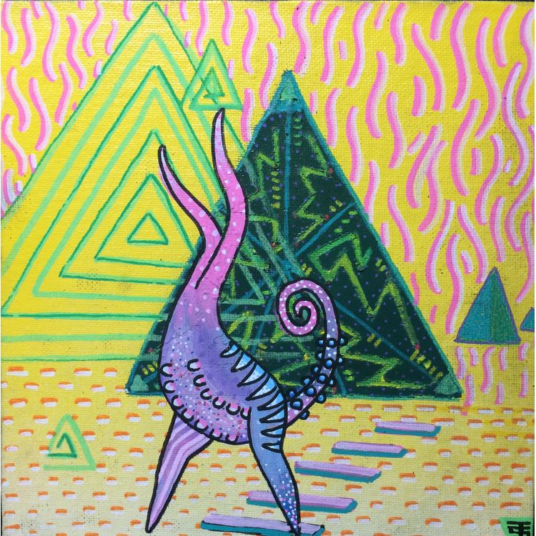 Original 8x8 Painting by Ultimate Skull and Cobra