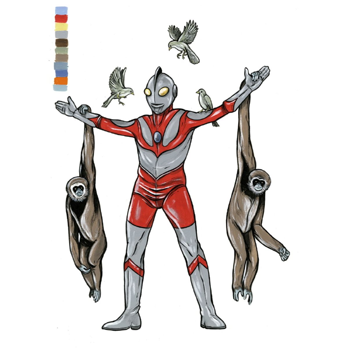 Untitled (Ultraman with Gibbons)