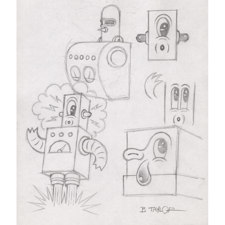 Five Robots Drawing by Candykiller (Brian Taylor)