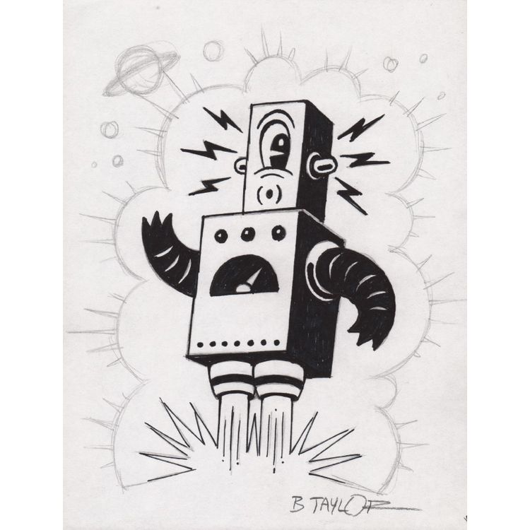 Robot Blast-Off Drawing by Candykiller (Brian Taylor)