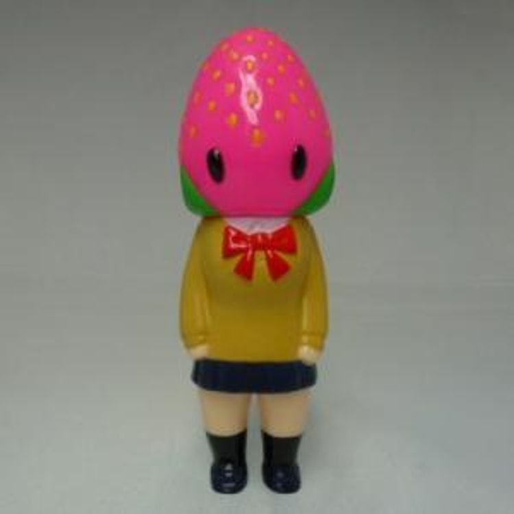 strawberries - School Girl ver -. black knee-high socks by Sunguts