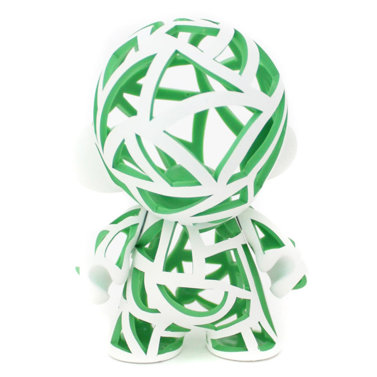 This custom by Carson Catlin was made on the 4" tall vinyl Munny figure from Kidrobot, reticulated and painted to create a polished and artistic affect. by Carson Catlin