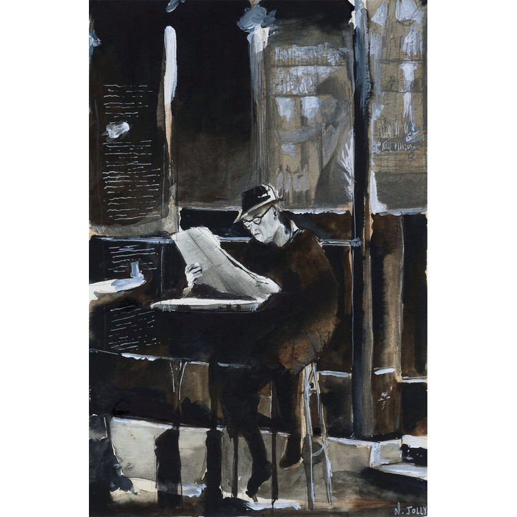 The old man with newspaper by Nicolas Jolly