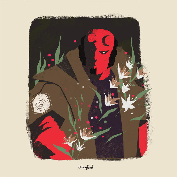 Hellboy and Lilies by Tiffany Ford