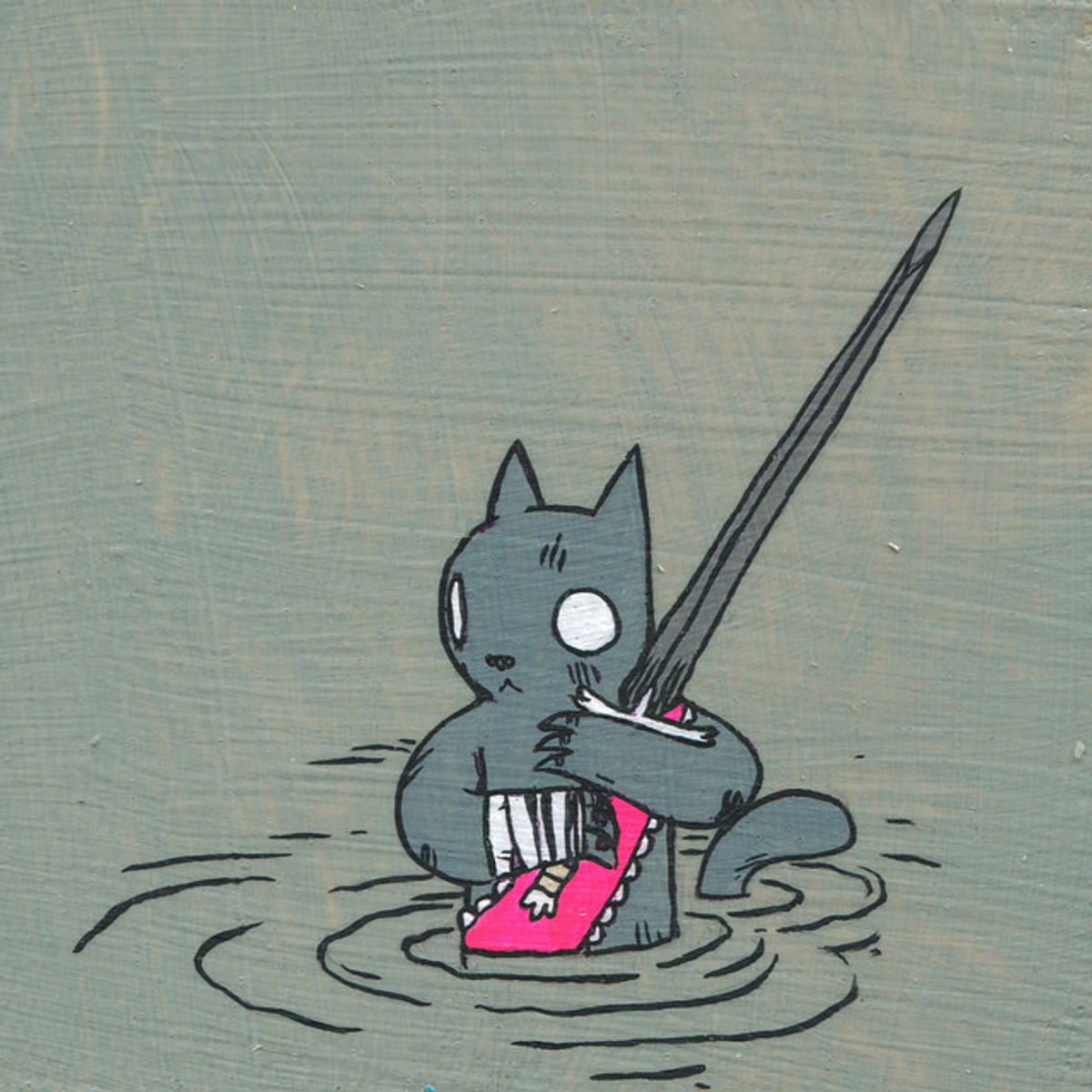 Cat with Long Sword in Water