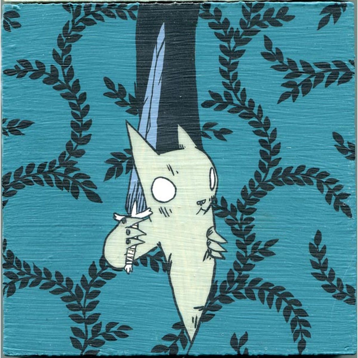 Cat with Sword Behind Curtains